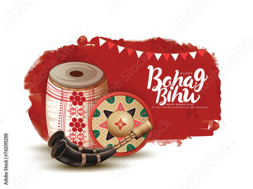 Creative greeting illustearion of Bihu Assamese New Year, Harvest Festival Of Assam.