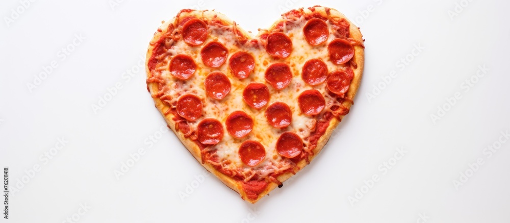 Fototapeta premium Heart Shaped Pepperoni Pizza with Cheese
