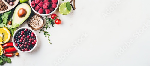 A close up of an assortment of produce on a white background