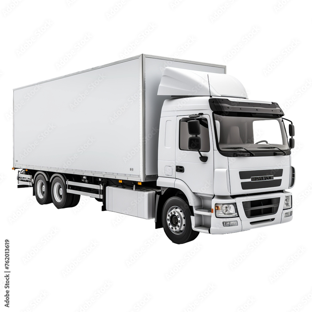White truck isolated on white background for transport and delivery industry