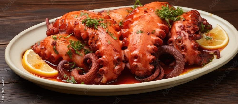 Octopus tentacles with lemon and parsley Octopus tentacles with lemon and parsley