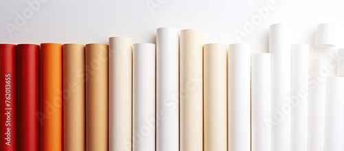 Row of White and Orange Paper Rolls