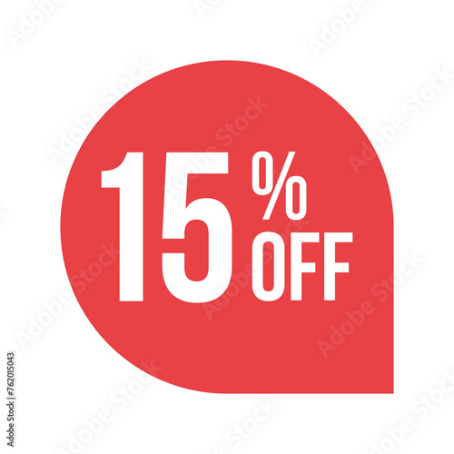 red 15 percent discount label on white background