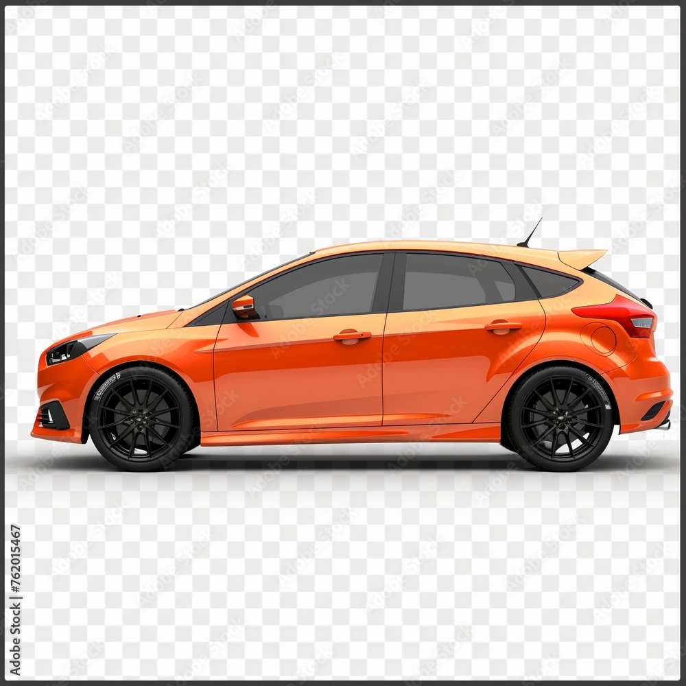 3d modern orange car on a transparent background