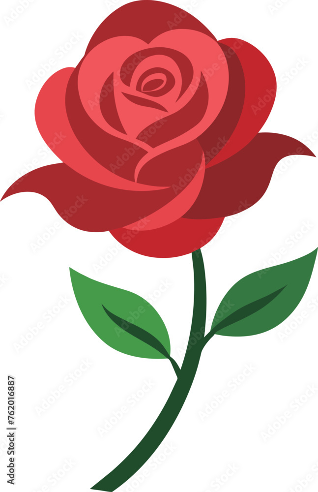 Illustration of a red rose with green leaves isolated on white background Illustration of a red rose with green leaves isolated on white background
