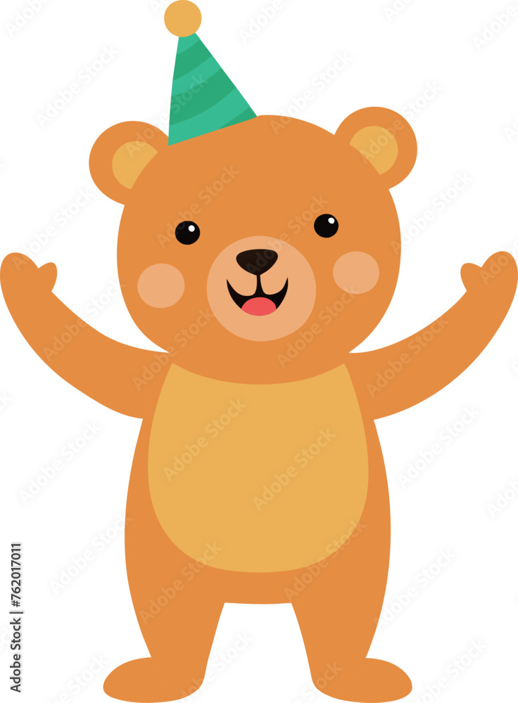 Fototapeta premium teddy bear feel happy and raise hand vector concept