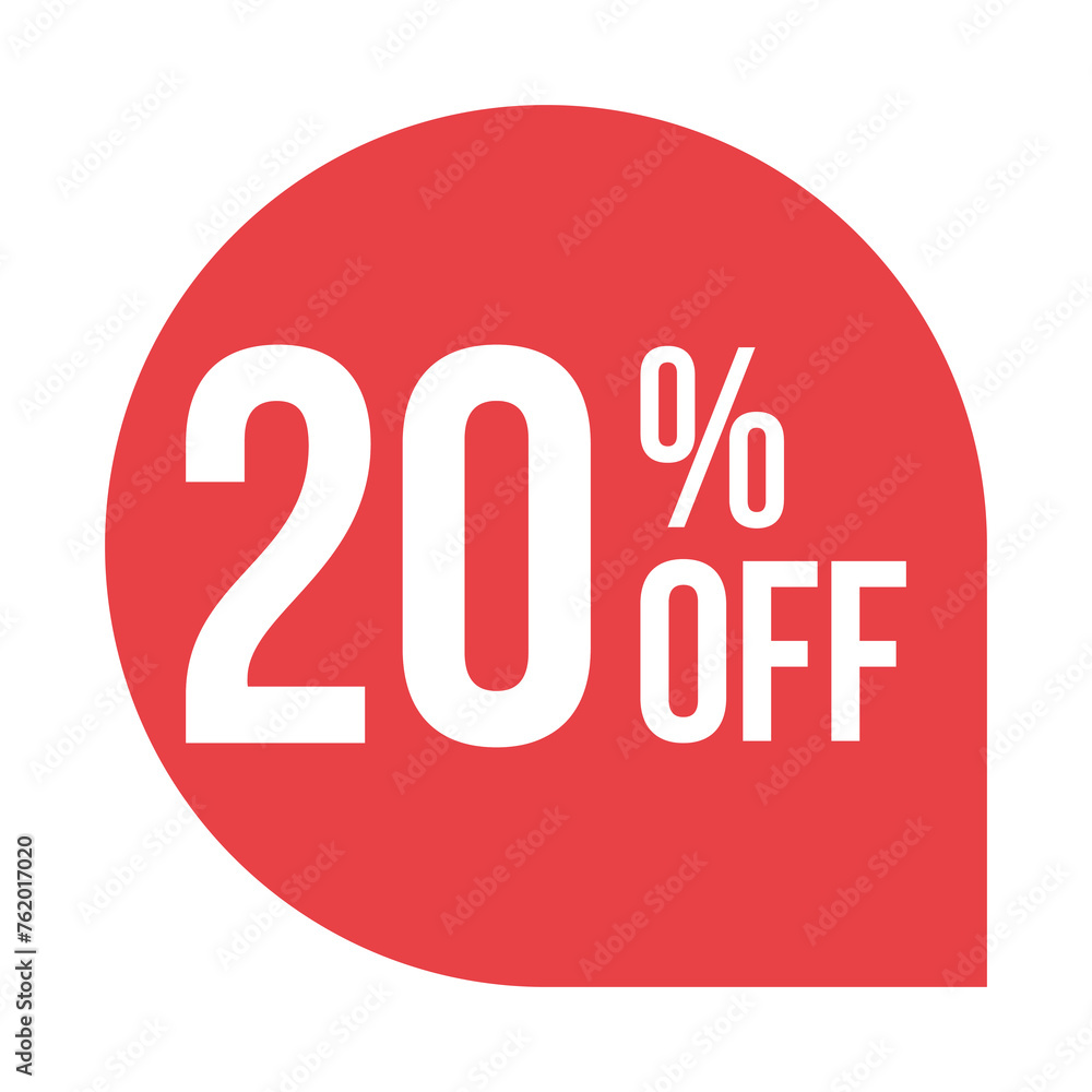 red 20 percent discount label on white background red 20 percent discount label on white background