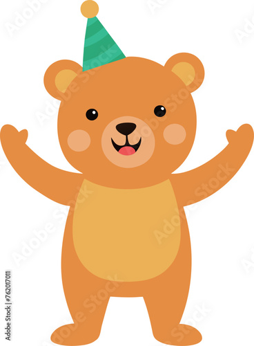 teddy bear feel happy and raise hand vector concept