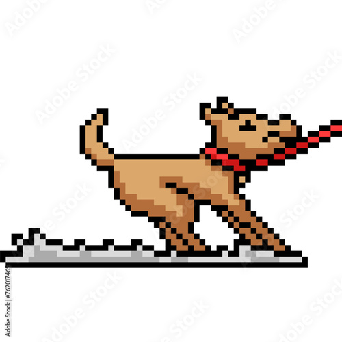 pixel art of dog resist walk
