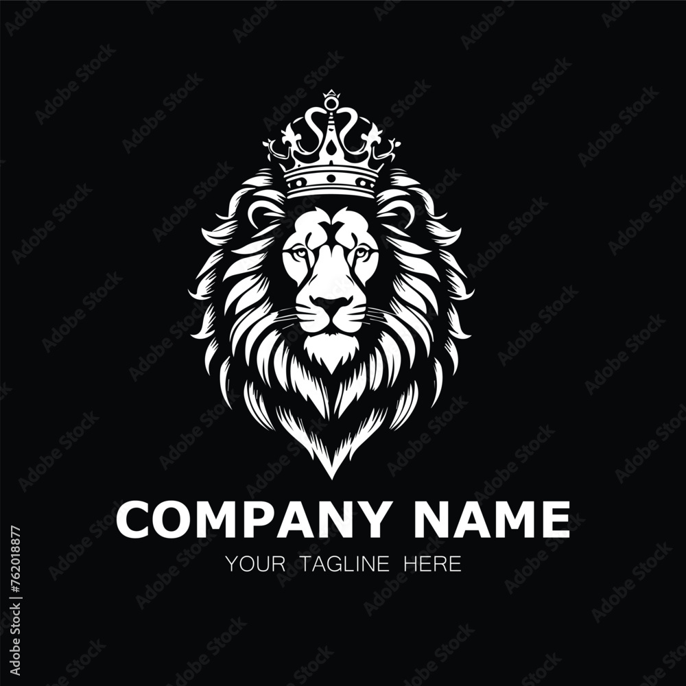 a lion with crown logo company black on white background vector image a lion with crown logo company black on white background vector image