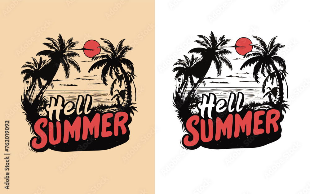 Obraz premium T-shirt or poster design creative artwork illustration vector print for Summer
