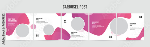 Microblog Carousel post design template, Set of  social media post layout, Editable Instagram & Linkedin carousel post, template eps 10.