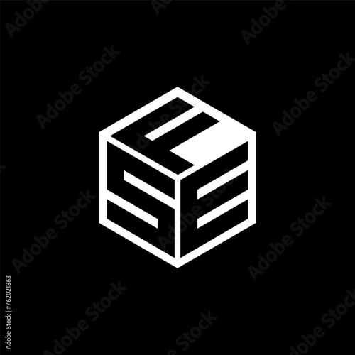 SEF letter logo design with black background in illustrator, cube logo, vector logo, modern alphabet font overlap style. calligraphy designs for logo, Poster, Invitation, etc. photo