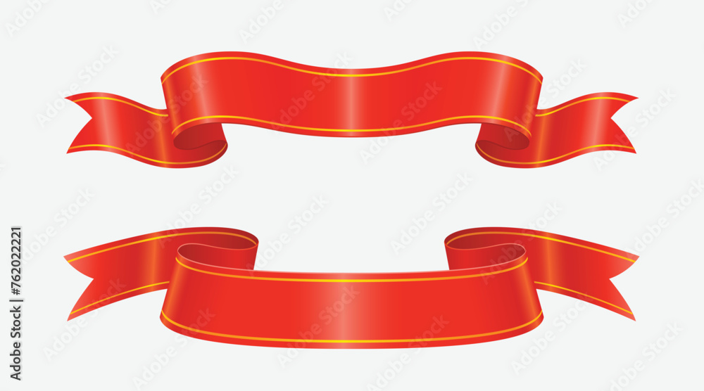 Red ribbons with gold collection Red ribbons with gold collection