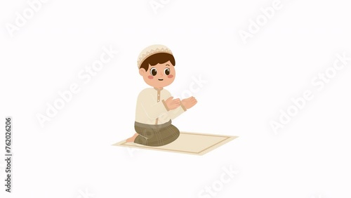 Cute Muslim Boy Praying Animation