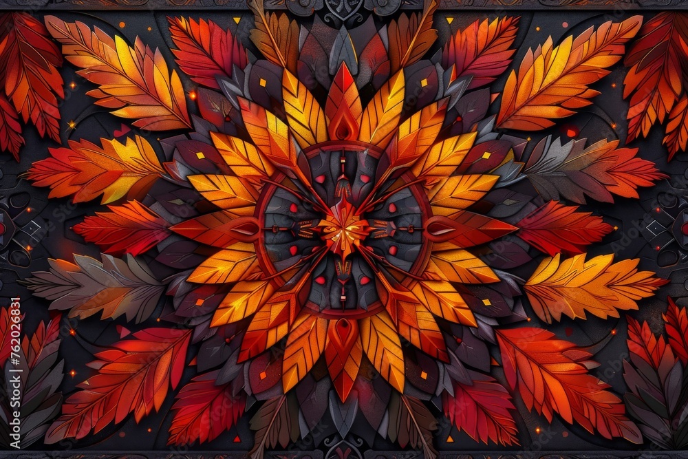 Vibrant Flower Painting With Leaves Vibrant Flower Painting With Leaves