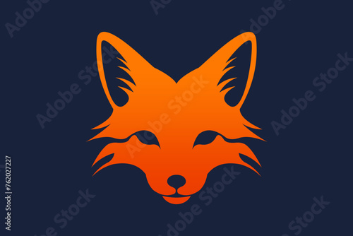Flat Fox Head Illustration Vector Logo Design