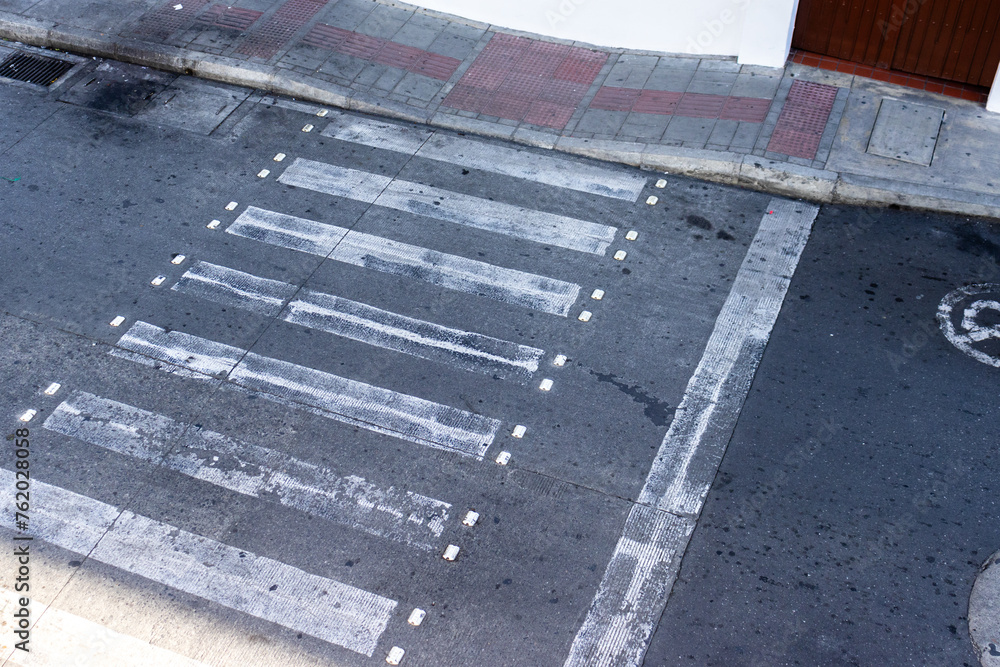 Fototapeta premium Pedestrian crossing on the street of a small town