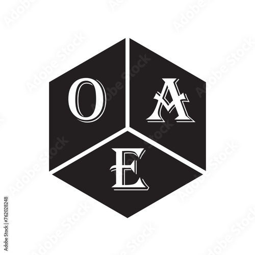 OAE letter logo design on white background. OAE creative initials letter logo concept. OAE letter design.
 photo