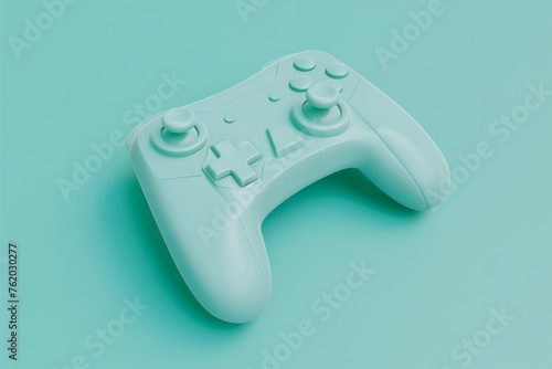 3D render of minimalist game controller icon, on isolated pastel teal background, Generative AI