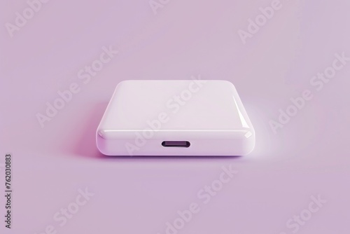 3D render of minimalist portable charger icon, on isolated pastel lilac background, Generative AI