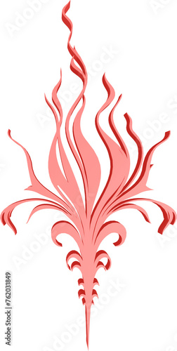 3D illustration render of abstract fire symbol of different shapes and colors on a transparent background