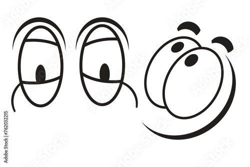 Haga clic y descargue esta ilustración libre de regalías de Human cartoon eyes with face expressions and emotions. Cute smiles para ilustrar su proyecto creativo o editorial.