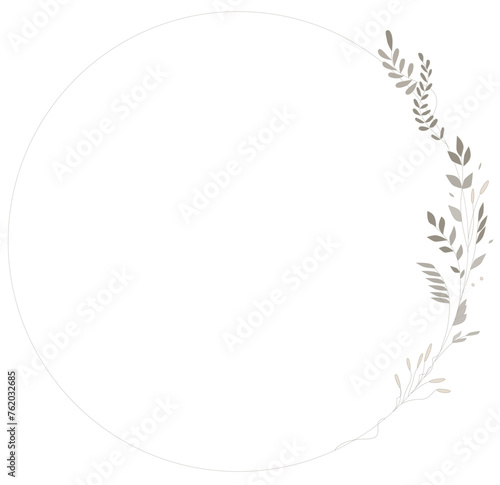 Delicate floral circle, circle border with leaves. Vector isolated.