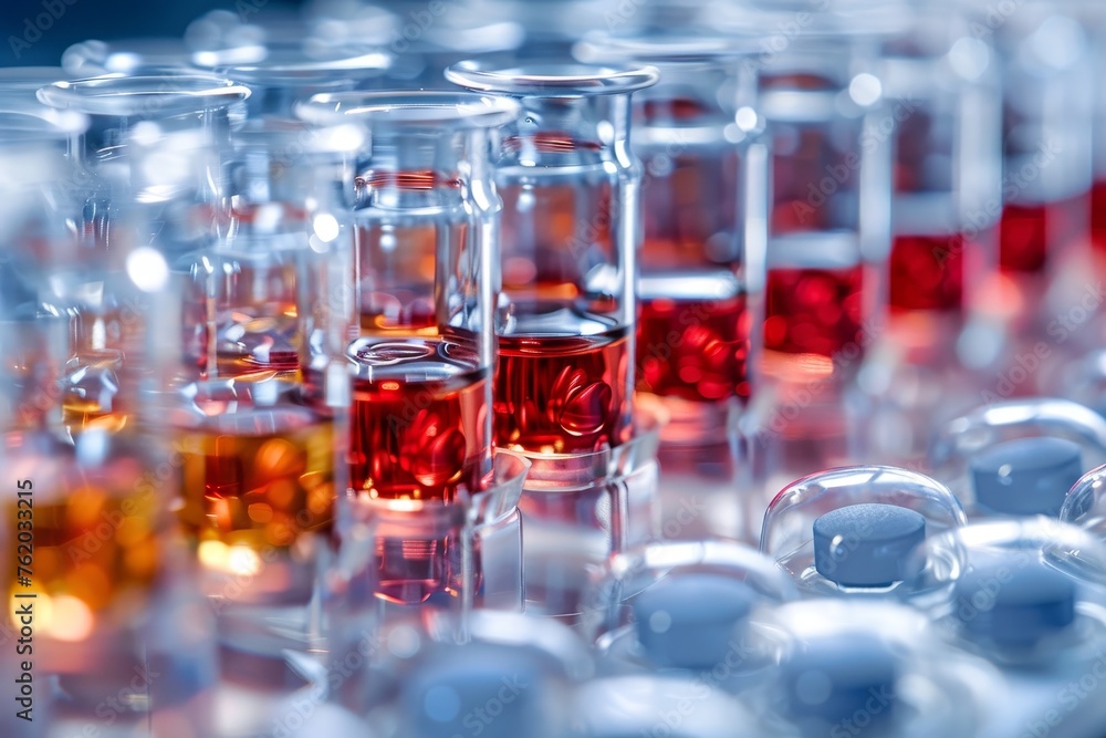Nanotechnology in drugs, close - up on nanocarrier models with pharmaceutical samples Nanotechnology in drugs, close - up on nanocarrier models with pharmaceutical samples