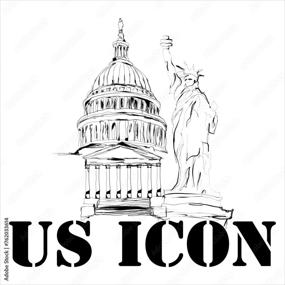 Freehand sketch vector illustration of the white house building as a united states icon Freehand sketch vector illustration of the white house building as a united states icon