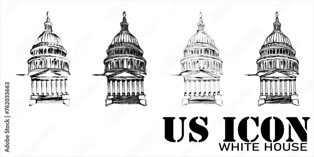 Freehand sketch vector illustration of the white house building as a united states icon