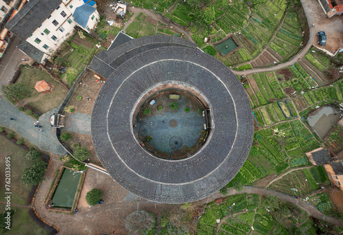 Yongding Scenic Spot of the Earthen Building in Fujian Province, China photo