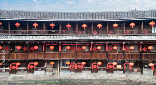 Yongding Scenic Spot of the Earthen Building in Fujian Province, China photo