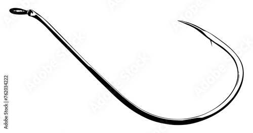 Fish Hook Silhouette for Art Illustration, Icon, Symbol, Apps, Website, Pictogram, Logo Type, or Graphic Design Element. Format PNG