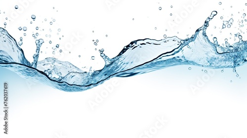 water splash forming water waves isolated white background
