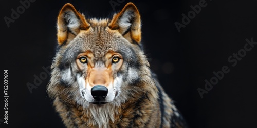 Close Up of a Wolf on Black Background