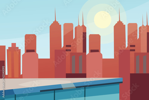 Hand drawn beautiful city landscape wallpaper with natural theme