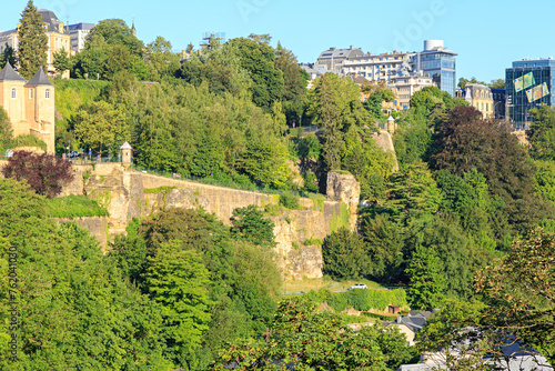 Luxembourg city, Luxembourg - July 4, 2019: Ancient defensive structures © nikitamaykov
