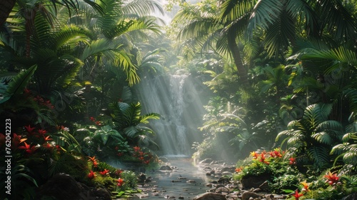 Stream Flowing Through Lush Green Forest