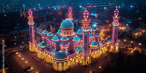 Aerial View of Illuminated Building at Night