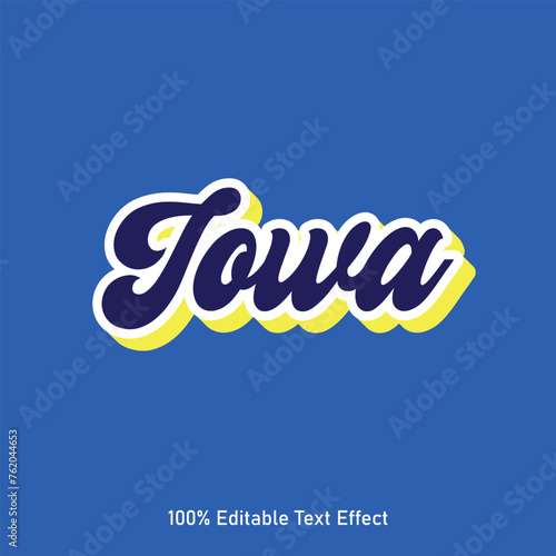 Iowa text effect vector. Editable college t-shirt design printable text effect vector photo