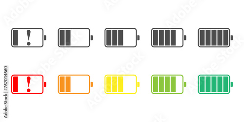 battery vector set, icon or sign battery power, capacity battery