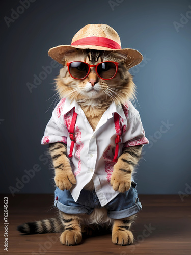 Beautiful funny cat in shirt and glasses © Александр Ковалёв
