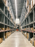 Interior of a Modern Warehouse Storage of Retail Shop.