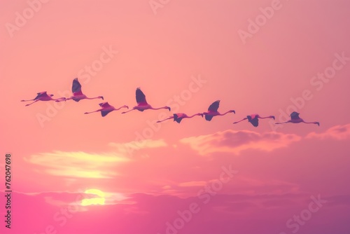Flamingos in Formation photo