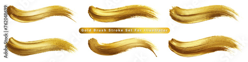set of gold brush stroke for illustrator