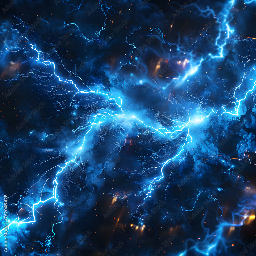 The electric blue lightning bolt cut through the dark purple sky ...