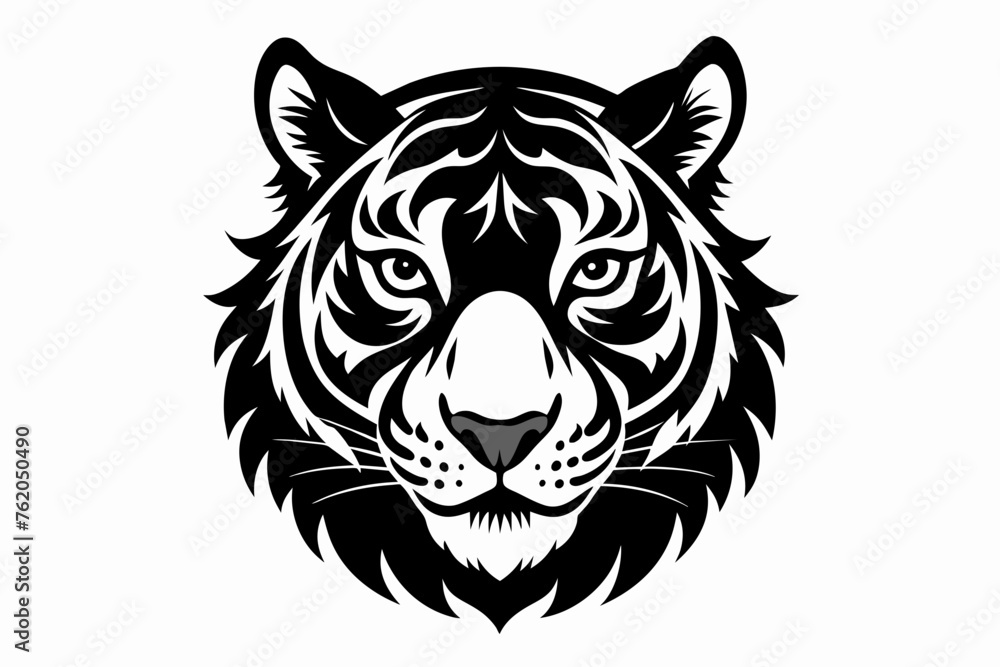 Tiger head silhouette vector art illustration
