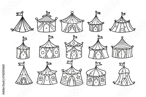 Hand Drawn Carnival tent in flat style