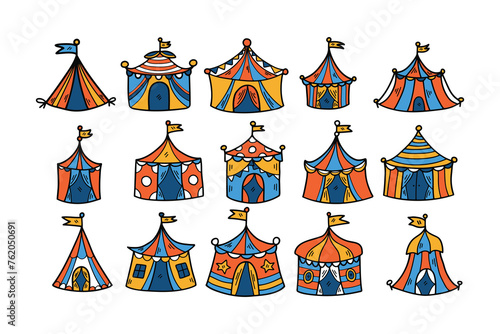 Hand Drawn Carnival tent in flat style
